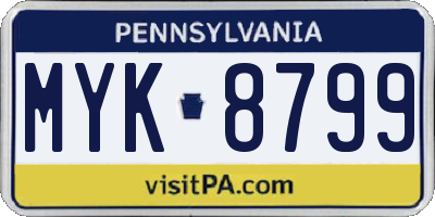 PA license plate MYK8799