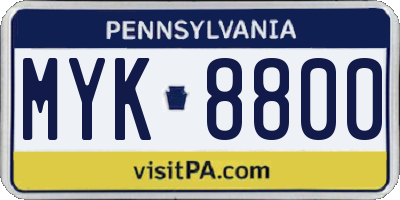 PA license plate MYK8800