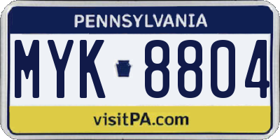 PA license plate MYK8804