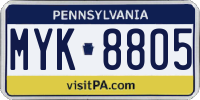 PA license plate MYK8805