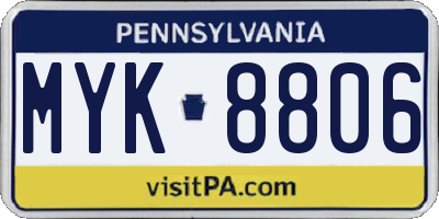PA license plate MYK8806