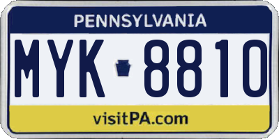 PA license plate MYK8810
