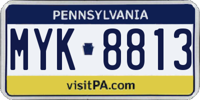 PA license plate MYK8813