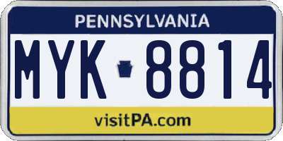 PA license plate MYK8814