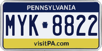 PA license plate MYK8822