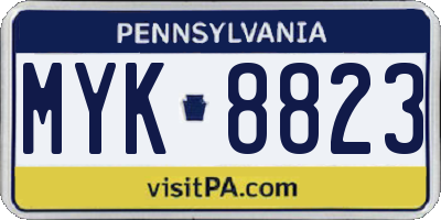 PA license plate MYK8823