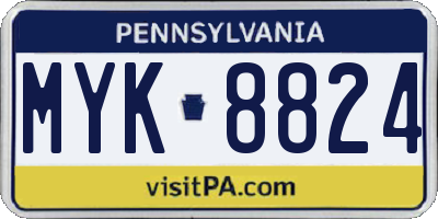 PA license plate MYK8824