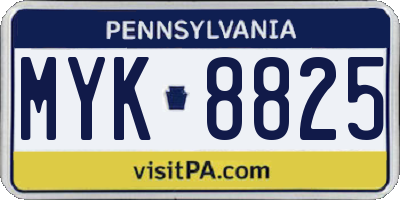 PA license plate MYK8825