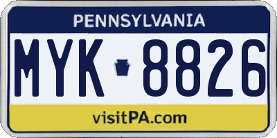 PA license plate MYK8826