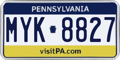 PA license plate MYK8827