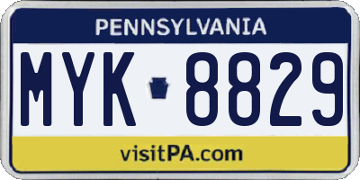 PA license plate MYK8829