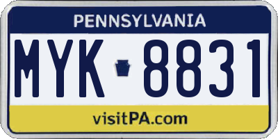 PA license plate MYK8831