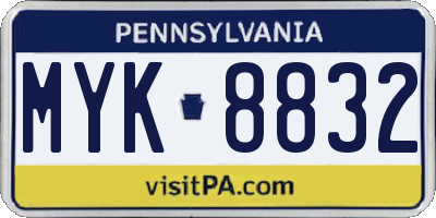 PA license plate MYK8832
