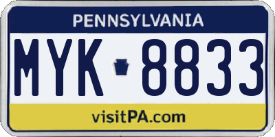 PA license plate MYK8833