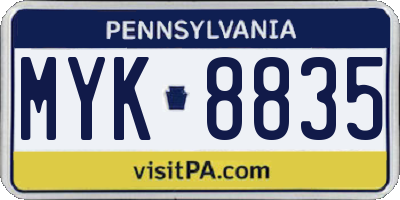 PA license plate MYK8835