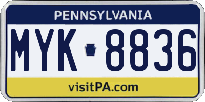 PA license plate MYK8836