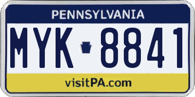 PA license plate MYK8841