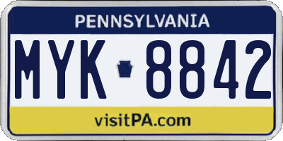 PA license plate MYK8842