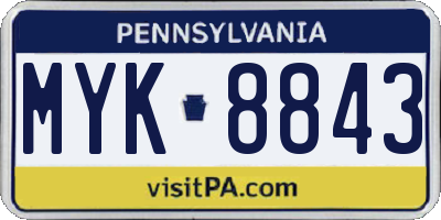 PA license plate MYK8843