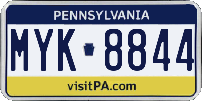 PA license plate MYK8844