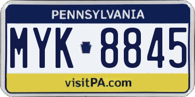 PA license plate MYK8845