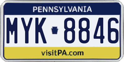 PA license plate MYK8846
