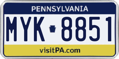 PA license plate MYK8851