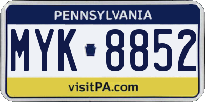 PA license plate MYK8852