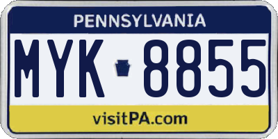 PA license plate MYK8855