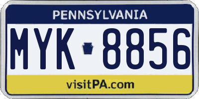 PA license plate MYK8856