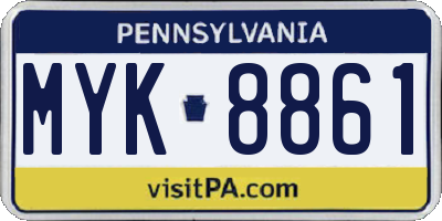 PA license plate MYK8861