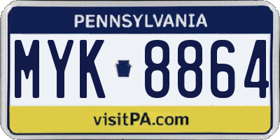 PA license plate MYK8864