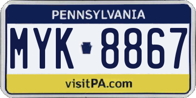 PA license plate MYK8867