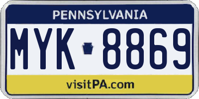 PA license plate MYK8869