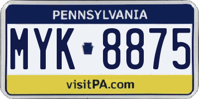 PA license plate MYK8875