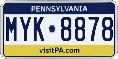 PA license plate MYK8878