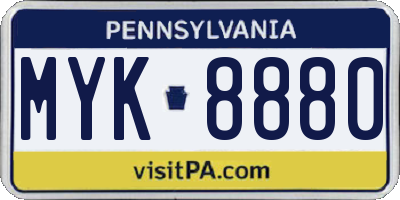 PA license plate MYK8880