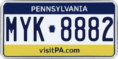 PA license plate MYK8882