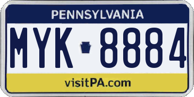 PA license plate MYK8884