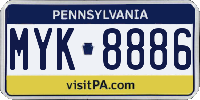 PA license plate MYK8886