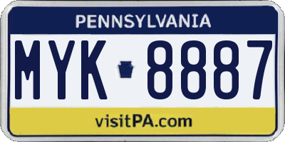 PA license plate MYK8887