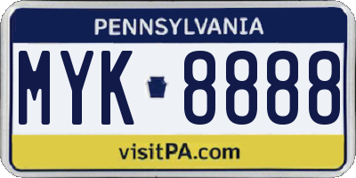 PA license plate MYK8888
