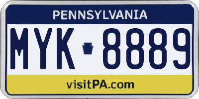 PA license plate MYK8889