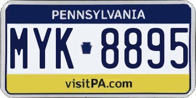 PA license plate MYK8895