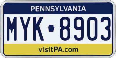 PA license plate MYK8903