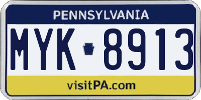 PA license plate MYK8913
