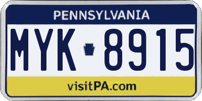 PA license plate MYK8915