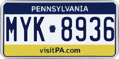 PA license plate MYK8936