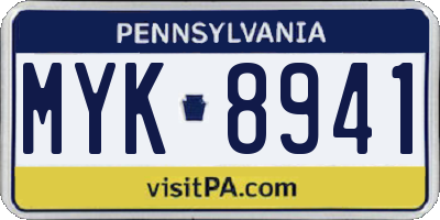 PA license plate MYK8941