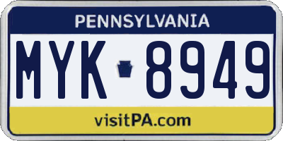PA license plate MYK8949